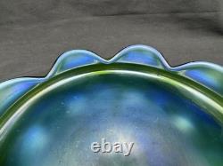 Antique Art Nouveau Art Glass Bowl Green Iridescent, 9
