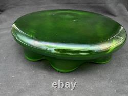 Antique Art Nouveau Art Glass Bowl Green Iridescent, 9