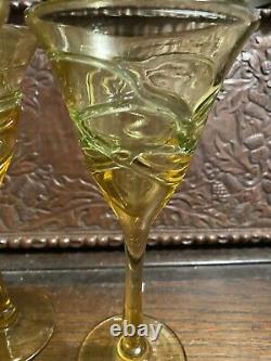 Antique Art Nouveau Bohemian Art Glass Goblets Superb Colours -Possibly Kralik