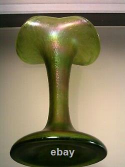Antique Art Nouveau Bohemian Czech Rindskopf Iridescent Glass Vase