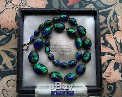 Antique Art Nouveau Bohemian Czech Venetian Peacock Eye Foil Beads Necklace Gift