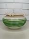 Antique Art Nouveau Bohemian Glass Iridescent Bowl Vase Withgreen Threaded Trail