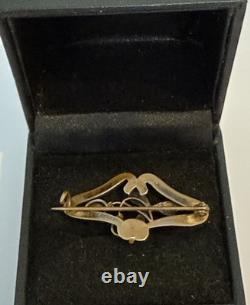 Antique Art Nouveau Brooch 18ct Rolled Gold With Seed Pearls & Peridot Jewellery