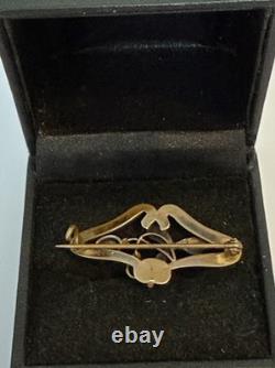 Antique Art Nouveau Brooch 18ct Rolled Gold With Seed Pearls & Peridot Jewellery