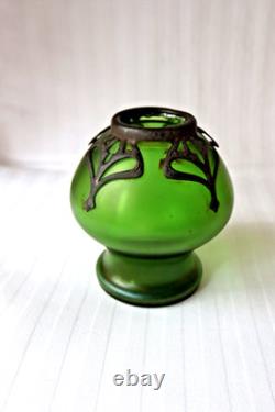 Antique Art Nouveau Carl Stölzle Austria glass vase with metal decoration c 1905