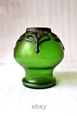 Antique Art Nouveau Carl Stölzle Austria glass vase with metal decoration c 1905