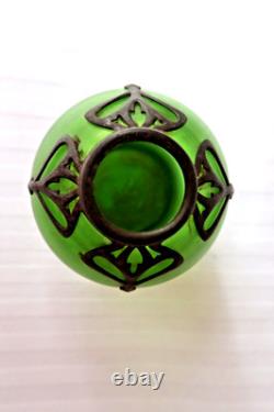 Antique Art Nouveau Carl Stölzle Austria glass vase with metal decoration c 1905