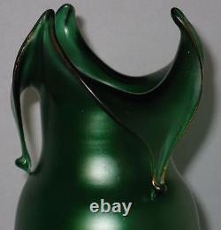 Antique Art Nouveau Colored Art Glass Vase Classic Female Figure 11 3/4h