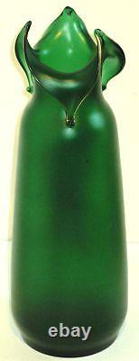 Antique Art Nouveau Colored Art Glass Vase Classic Female Figure 11 3/4h