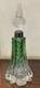 Antique Art Nouveau, Crystal Perfume Bottle, With Green Shoulders, Silver 1907