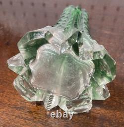 Antique Art Nouveau, Crystal Perfume Bottle, With Green Shoulders, Silver 1907