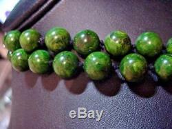 Antique Art Nouveau Deco Vintage Bakelite Jade Green 2 Layers Beads Necklace