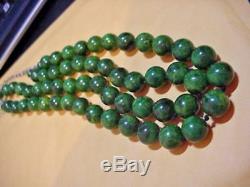 Antique Art Nouveau Deco Vintage Bakelite Jade Green 2 Layers Beads Necklace