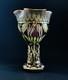 Antique Art Nouveau Emerald Green Glass Gold Gilt Flowers Leaves 1910 11