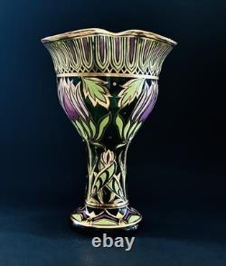 Antique Art Nouveau Emerald Green Glass Gold Gilt Flowers Leaves 1910 11