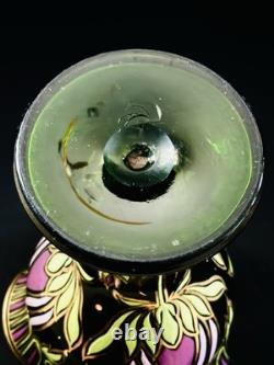 Antique Art Nouveau Emerald Green Glass Gold Gilt Flowers Leaves 1910 11