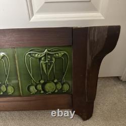 Antique Art Nouveau Framed 6 Floral Green 6x6Tiles Craftsman Shelf