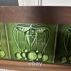 Antique Art Nouveau Framed 6 Floral Green 6x6Tiles Craftsman Shelf