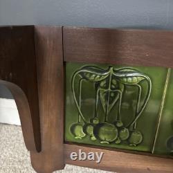Antique Art Nouveau Framed 6 Floral Green 6x6Tiles Craftsman Shelf