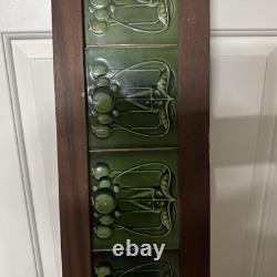 Antique Art Nouveau Framed 6 Floral Green 6x6Tiles Craftsman Shelf