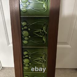 Antique Art Nouveau Framed 6 Floral Green 6x6Tiles Craftsman Shelf