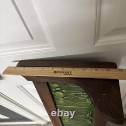 Antique Art Nouveau Framed 6 Floral Green 6x6Tiles Craftsman Shelf