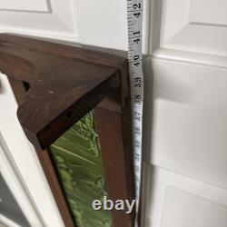 Antique Art Nouveau Framed 6 Floral Green 6x6Tiles Craftsman Shelf