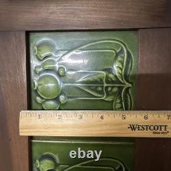 Antique Art Nouveau Framed 6 Floral Green 6x6Tiles Craftsman Shelf
