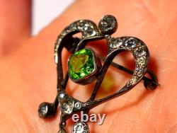 Antique Art Nouveau French 935 Silver Paste Stone Brooch Lavalier Heart #ESK
