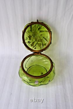 Antique Art Nouveau French enamel glass jewelry box c 1890