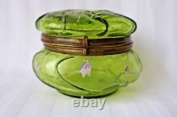 Antique Art Nouveau French enamel glass jewelry box c 1890