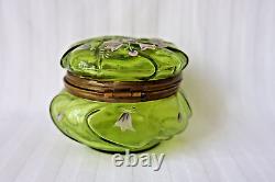 Antique Art Nouveau French enamel glass jewelry box c 1890