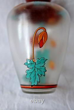 Antique Art Nouveau Fritz Heckert glass enamel vase c 1900