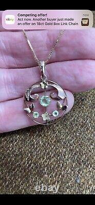 Antique Art Nouveau Gold Levalier Neckless, Pendant 9ct Gold (B426)