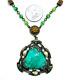 Antique Art Nouveau Green Art Peking Glass Faux Pearl Bohemian Necklace