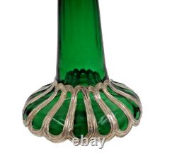 Antique Art Nouveau Green Glass Scent Bottle with Sterling Silver Overlay (SEPY)