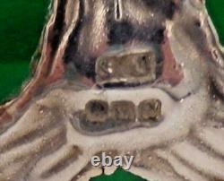 Antique Art Nouveau Green Glass Scent Bottle with Sterling Silver Overlay (SEPY)