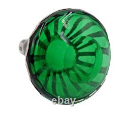 Antique Art Nouveau Green Glass Scent Bottle with Sterling Silver Overlay (SEPY)