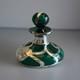 Antique Art Nouveau Green Glass & Sterling Silver Perfume Bottle Withstopper C1900