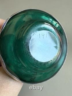 Antique Art Nouveau Green Glass & Sterling Silver Perfume Bottle withStopper C1900 Antique Art Nouveau Green Glass & Sterling Silver Perfume Bottle withStopper C1900