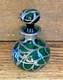Antique Art Nouveau Green Glass And Sterling Silver Overlay Perfume Bottle 5.5