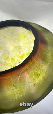 Antique Art Nouveau Green Iridescent Art Glass Vase with frog Possible by Kralik