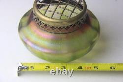 Antique Art Nouveau Green Iridescent Art Glass Vase with frog Possible by Kralik