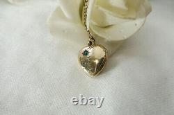 Antique Art Nouveau Green Paste Heart Locket Pendant Gold Lined c1910