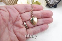 Antique Art Nouveau Green Paste Heart Locket Pendant Gold Lined c1910