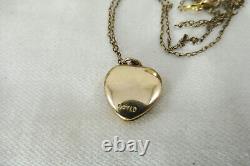 Antique Art Nouveau Green Paste Heart Locket Pendant Gold Lined c1910