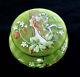 Antique Art Nouveau Green Satin Glass Dresser Jar After Koloman Moser Painting