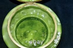 Antique Art Nouveau Green Satin Glass Dresser Jar after Koloman Moser Painting