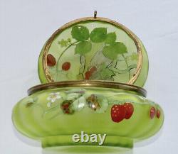 Antique Art Nouveau Green Satin Glass Dresser Jar after Koloman Moser Painting