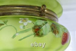 Antique Art Nouveau Green Satin Glass Dresser Jar after Koloman Moser Painting